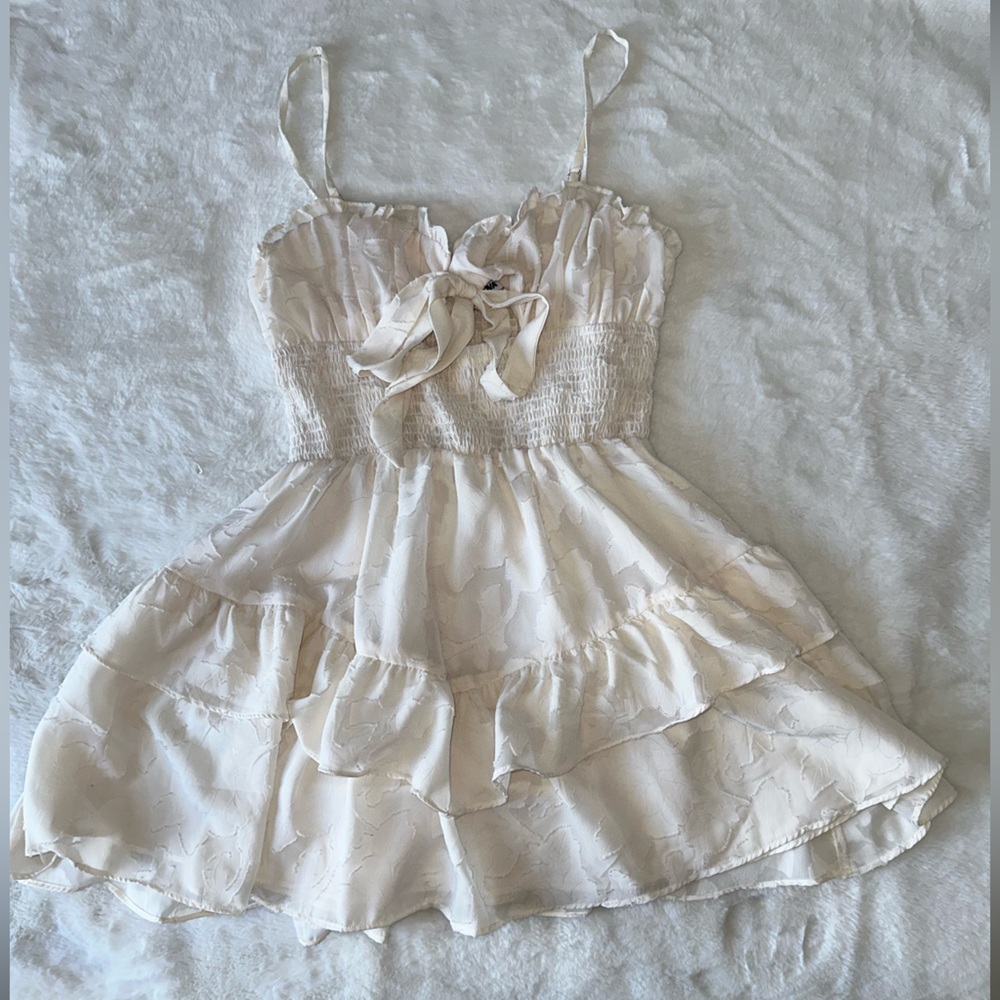 White Ruffled Mini Dress - Picture 4 of 7